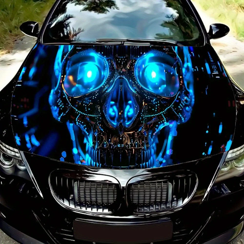 

Механическая технология, пленка на капоте автомобиля с черепом — для автомобилей и грузовиков, высококачественный и прочный дизайн, водонепроницаемая и устойчивая к царапинам