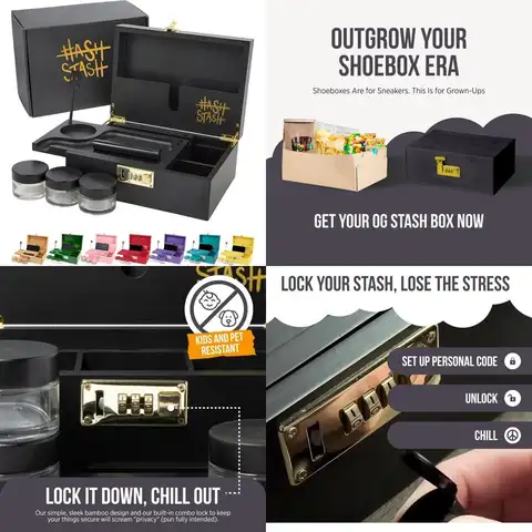 Scatola portaoggetti in bambù premium con serratura, coperchio magnetico, organizer, tubi e vasetti ermetici