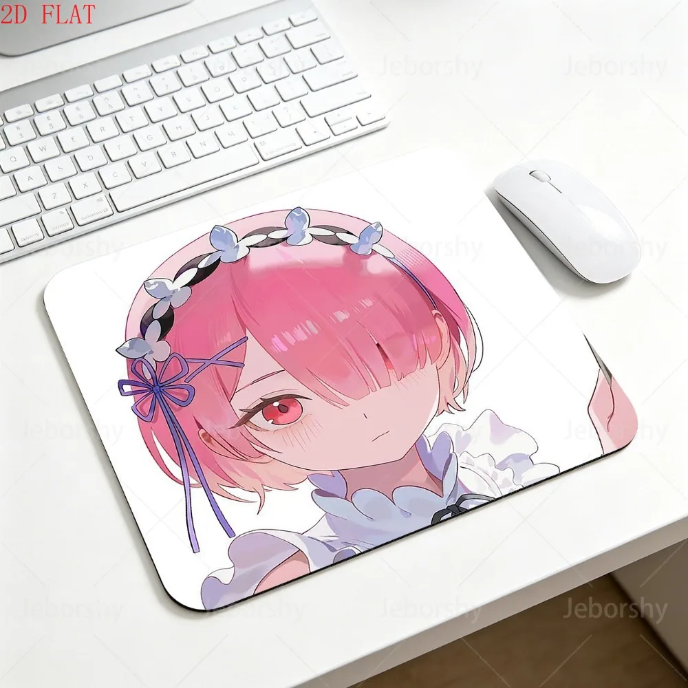 Re:Zero Ram Anime Mouse Pad, Cute Pink Hair Non-slip Rubber Mouse Mat, Small Gaming Desk Pad for PC Laptop