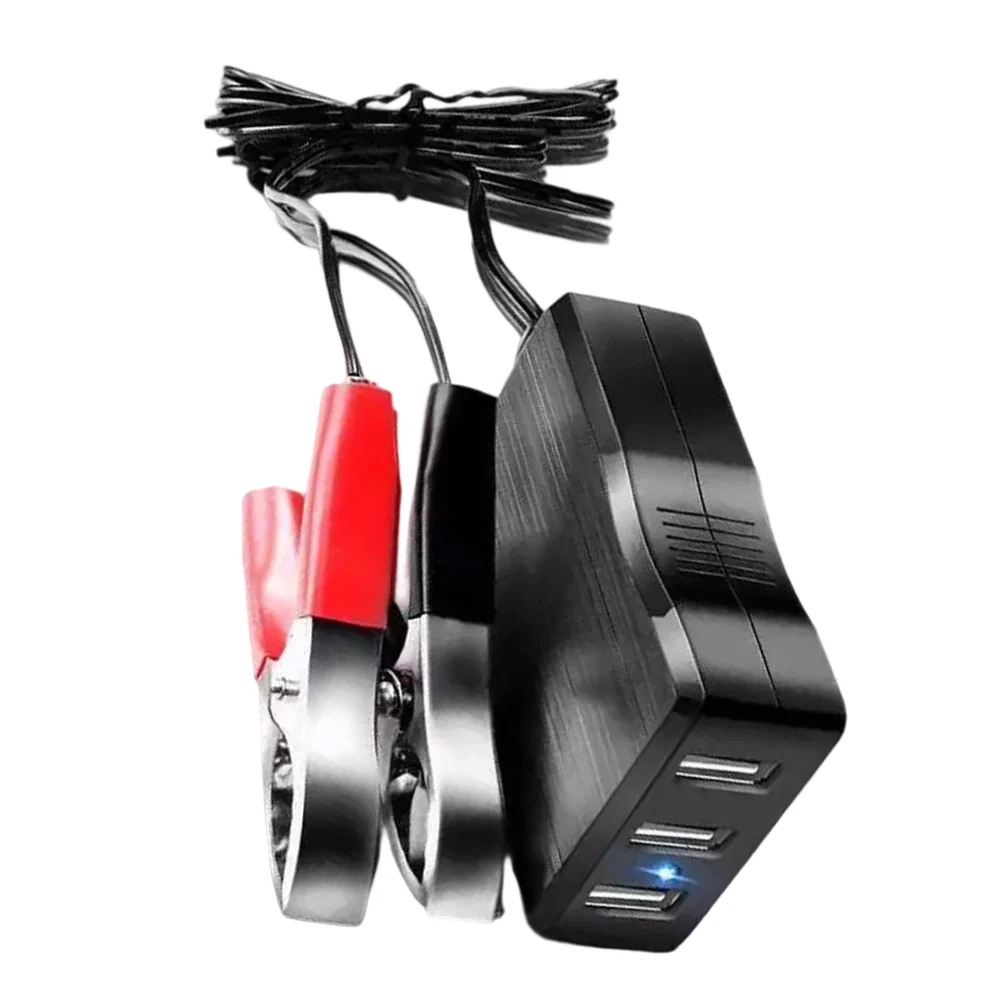 محول تيار مستمر مع مشبك بطارية 12 فولت 24 فولت إلى 5 فولت USB محول تنحى متعدد المنافذ للمنزل/الخارجي لشحن الهواتف الذكية