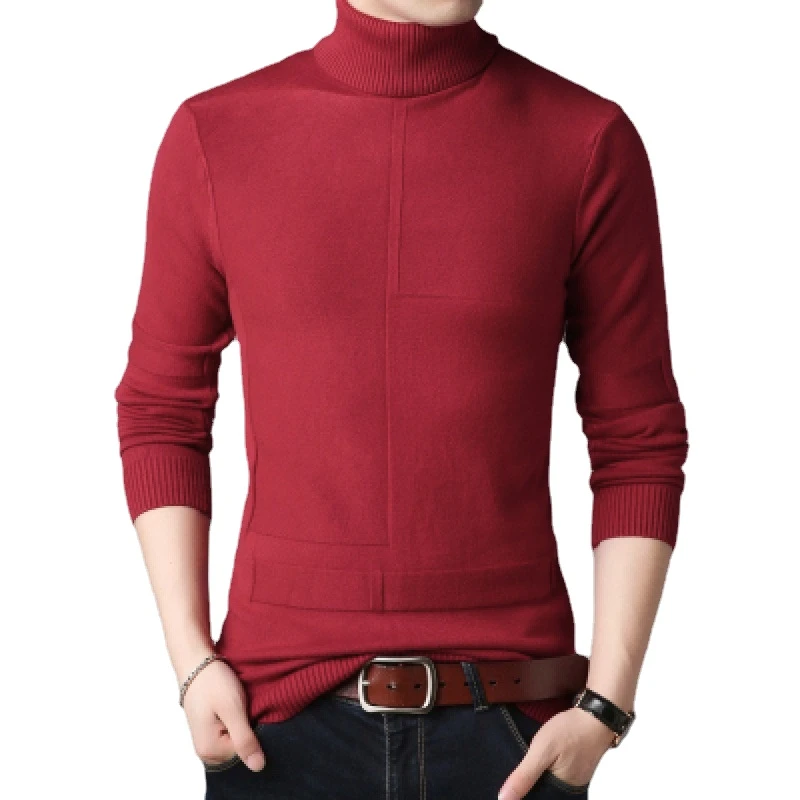 

Classic Fashion Turtleneck Sweater Men's Casual Knitting Pullovers Male Sweaters Slim Men's Clothing Lattice Solid Pullovers