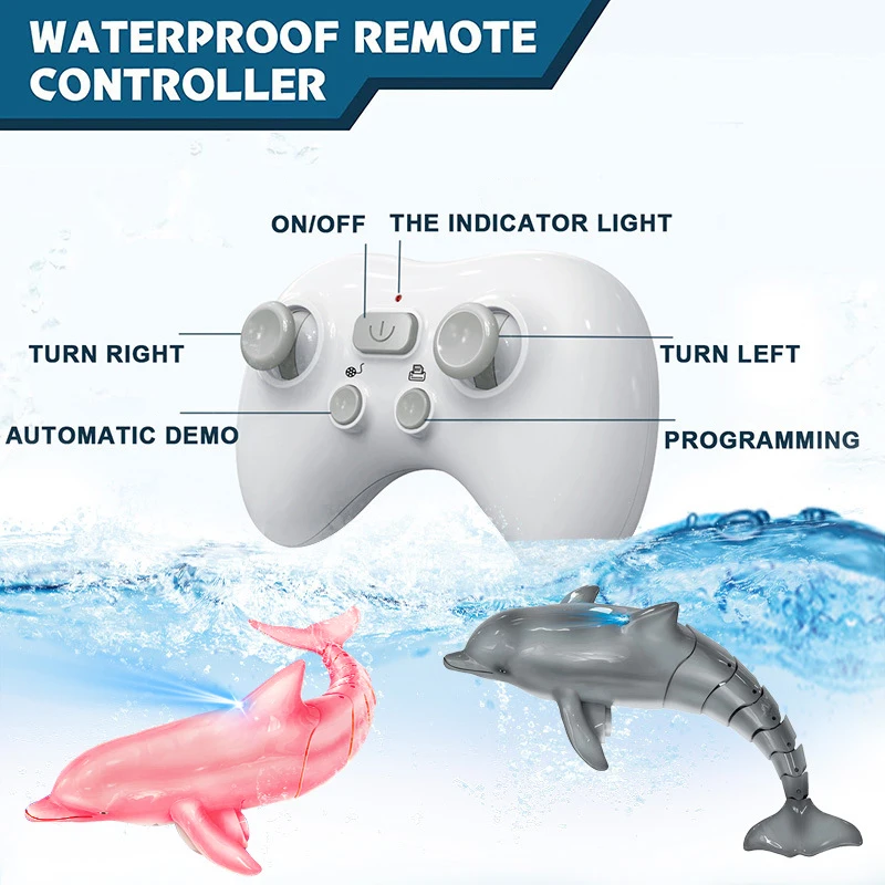 2.4G Rc Dolfijn Vis Speelgoed Licht Water Zwembad Elektrisch Waterdicht Afstandsbediening Zwemmen Dierenspeelgoed voor Jongens Kinderen Kerstcadeau
