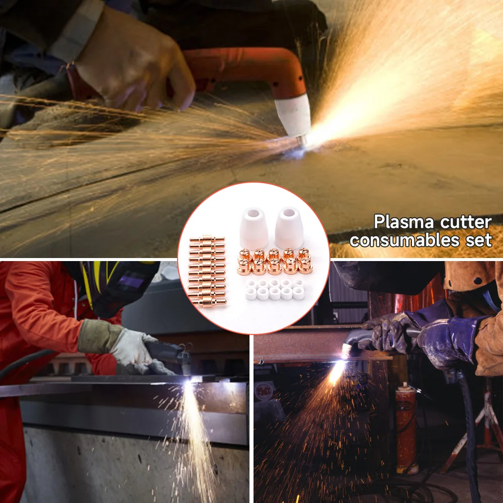 32 قطع PT31 LG40 40A البلازما القاطع القطب تلميح كأس فوهة النيكل مطلي تمديد الاستهلاكية عدة لشعلة قطع البلازما