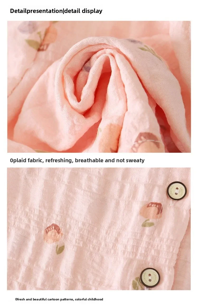 Sommer Mädchen Blumenmuster Langarm Hauskleidung für Klimatisierte Räume Kinder Atmungsaktive Spitze O-Ausschnitt Pyjama-Sets Kinderschlafanzüge – Detail 5