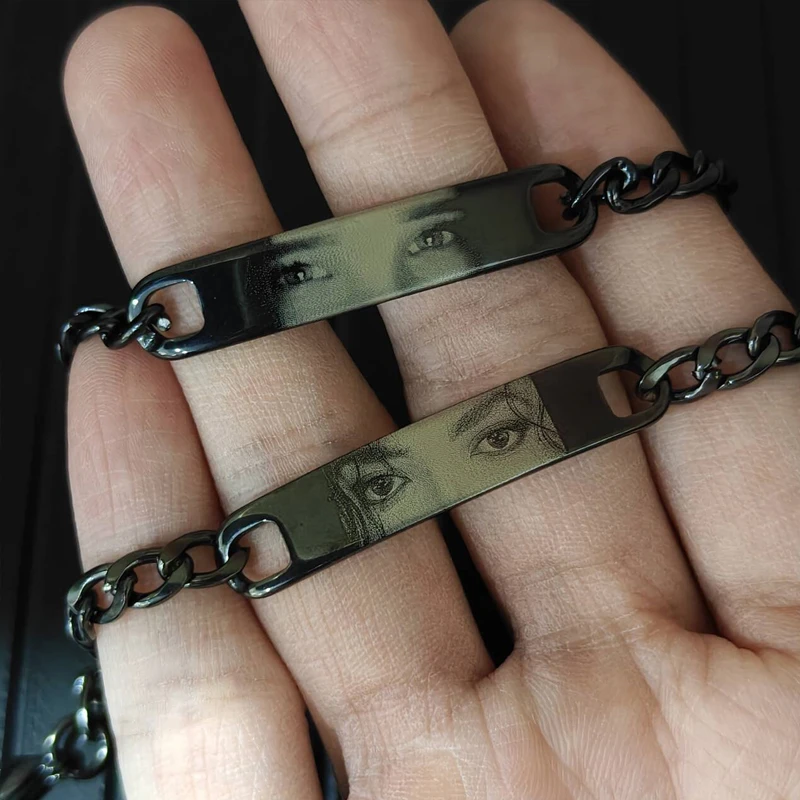 

Custom Eyes Photo Bracelet Girlfriend Gift Custom Laser Engraved Eyes Couple Bracelet Personalized Stainless Steel Eyes Bracelet