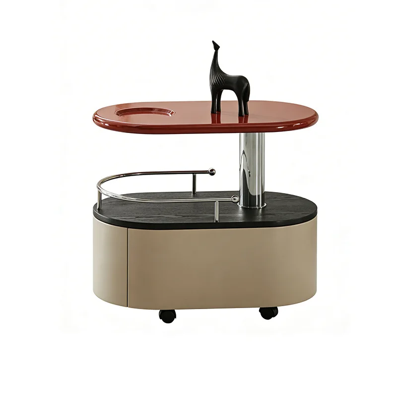 Modern simple side table movable small coffee table designer living room light luxury high-end trolley