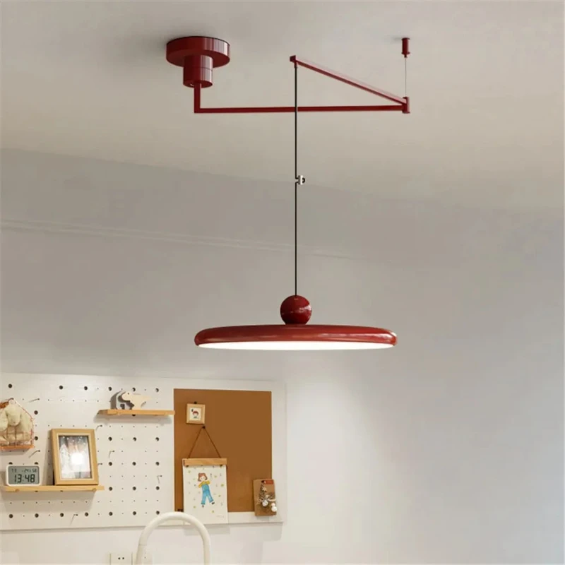 French Rocker arm Chandelier Cream Style UFO Swing Arm Pendant lamp for Living Room Restaurant Bar Dining Table Pendant Light