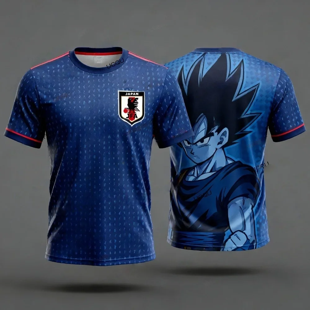 2026 Boys' Breathable & Stylish Sports T-Shirt (Short Sleeve) – Dragon Ball Z (Goku/Vegeta) – Soccer-Inspired Father-Son Style