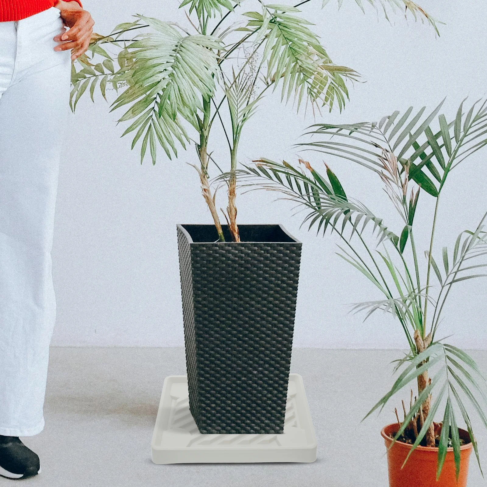 

Rectangular Plastic Flowerpot Stand Drip Tray Rolling Plant Base Heavy Duty Movable Plant Rack Universal Wheels Indoor Outdoor