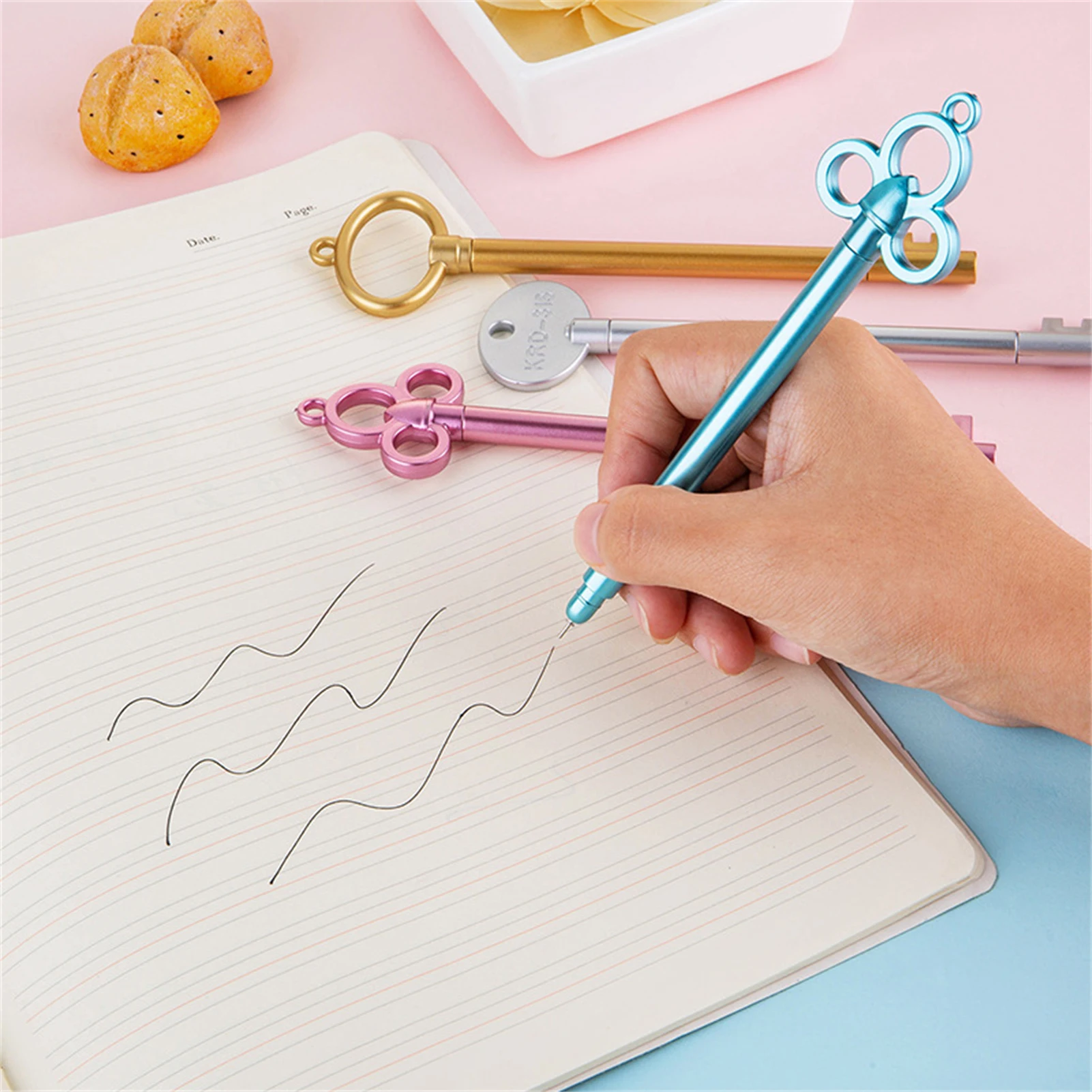 

10pcs Cute Cartoon Key Gel Ink Pens Adorable Design Cartoon Pens for Office Home School Supplies