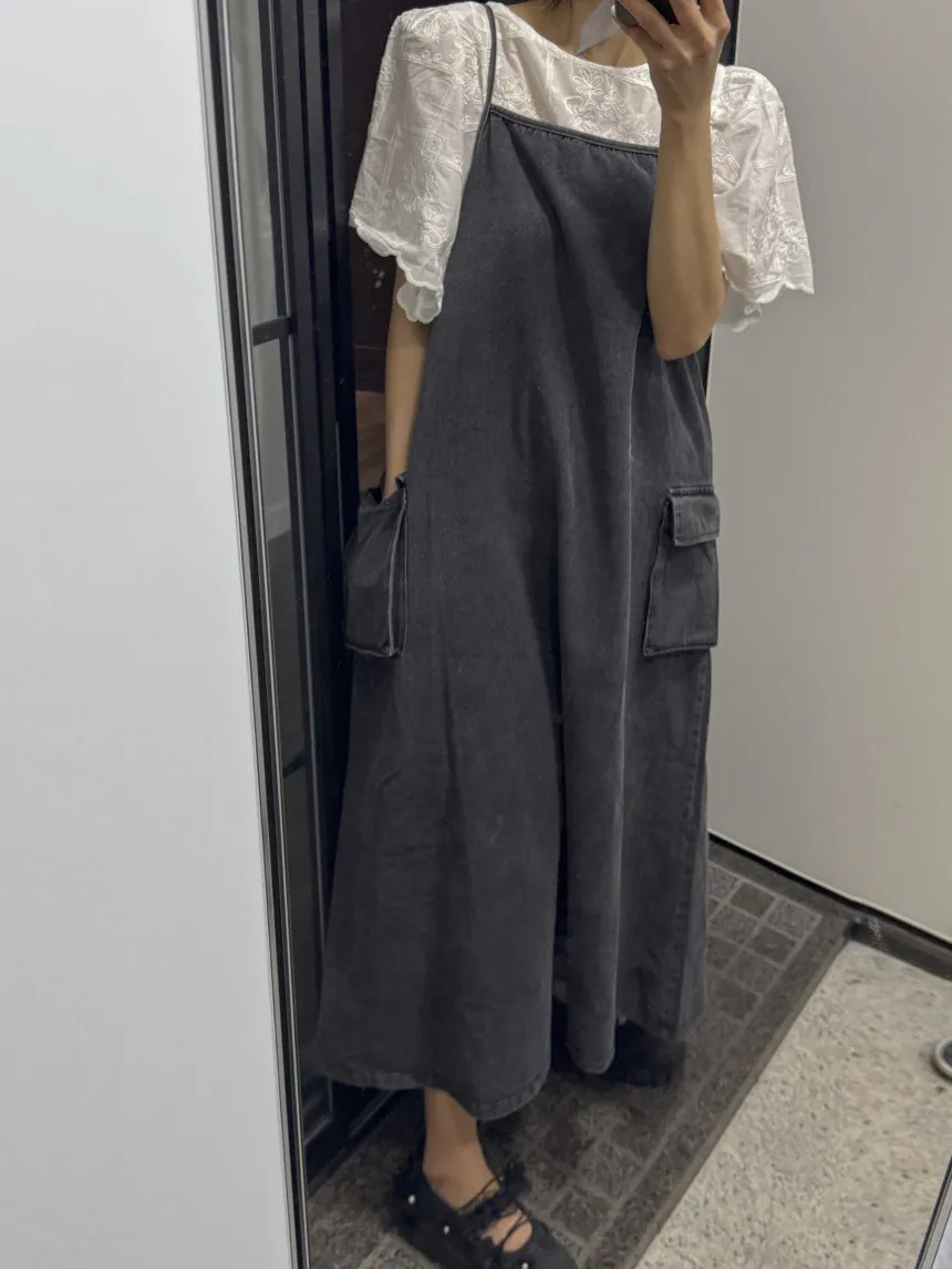 Chique oversized splice denim dr feminino verão commute sle svel redondo ne algodão longo dr na moda camadas