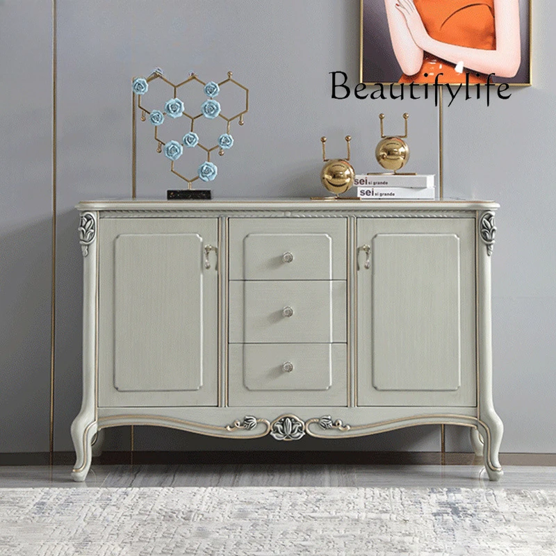 

American light luxury solid wood porch cabinet storage neoclassical living room foyer dining side cabinet European wine cabinet
