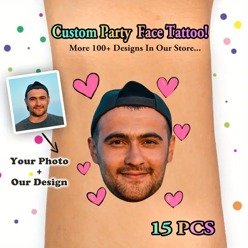 

custom temporary anniversary tattoo sticker fun design heart Valentine's Day wedding couples personalized cute sticker 15 PCS