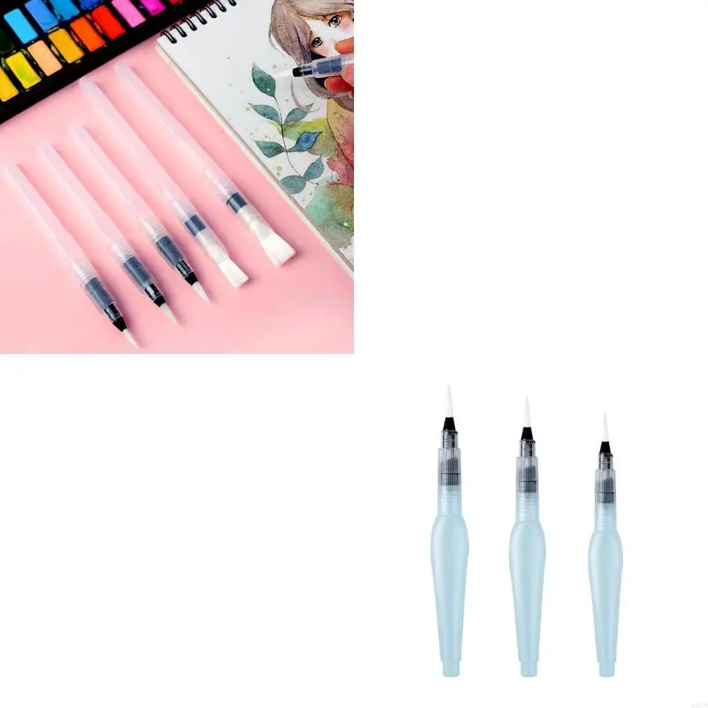 

3/6Pcs Water Paint Brush Set Refillable for Watercolor Blending Artist Supplies