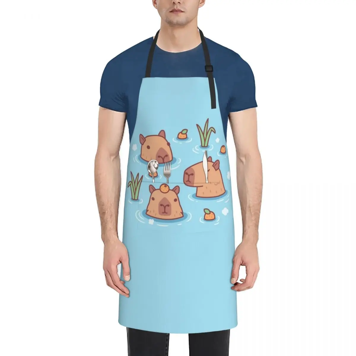 

Cute Capybaras Chilling in Hot Spring With Oranges Apron cooks clothes For Kitchen Women innovative kitchen and home items Apron