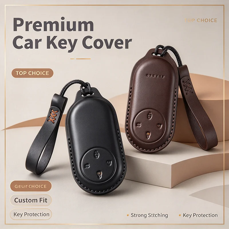 For Stelato S9T S9 G9 2025 2026 Genuine Leather Car Key Case Cover Key Fob Lanyard Rope Bag Keyring