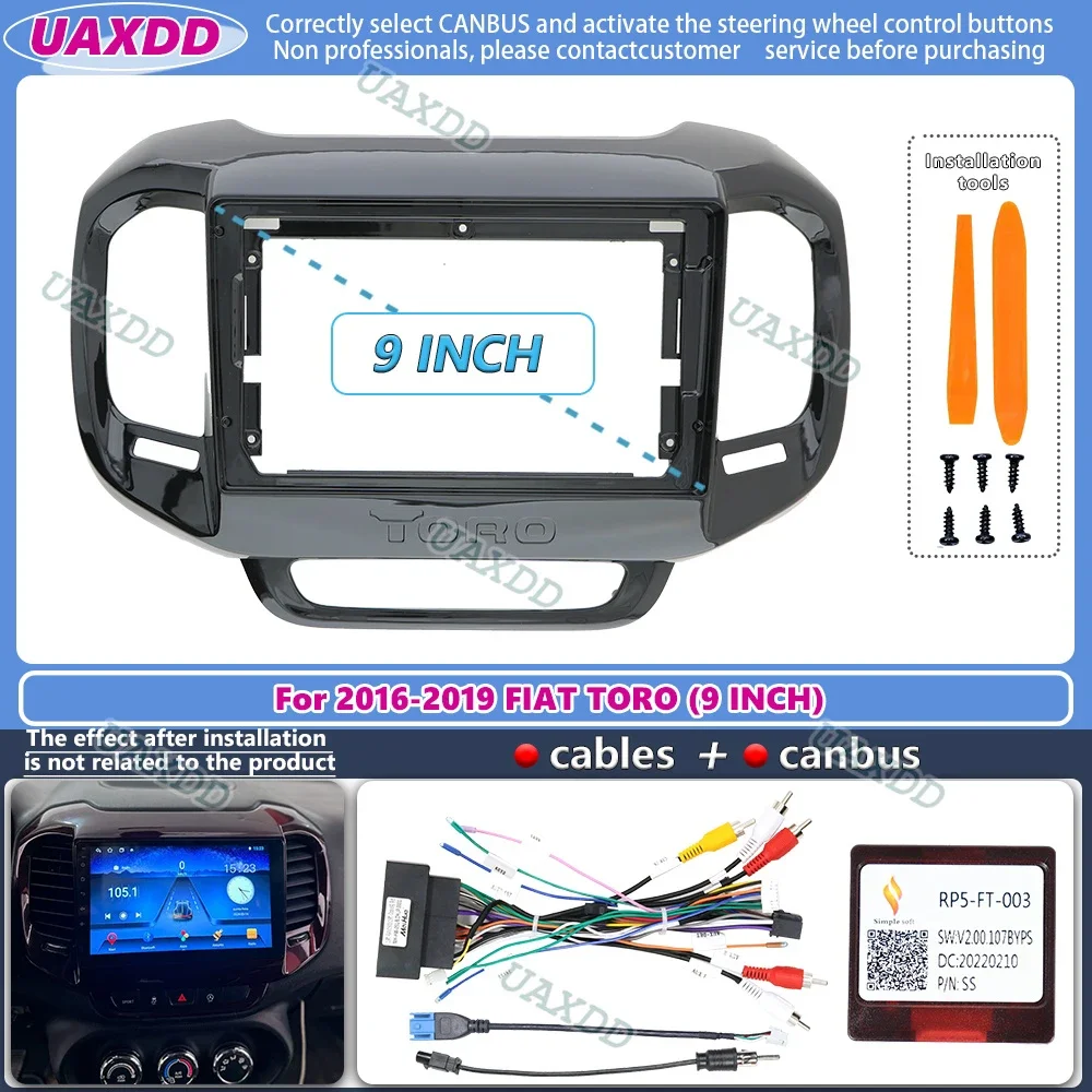 

For 2016-2019 FIAT TORO 9INCH 2 Din Car stereo Android frame panel fascia cable video harness adapter dashboard decoder canbus