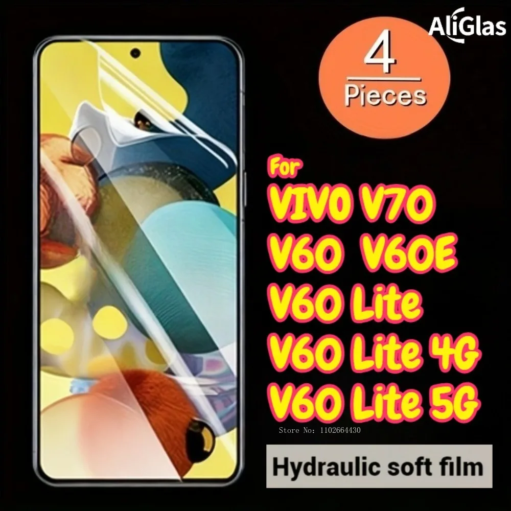 

4 шт., подходящие для серии VIVO V70, гидрогелевая пленка, ультратонкая глянцевая защитная пленка для экрана VIVO V60E V60 Lite 4G V60 Lite 5G HD, пленка HD