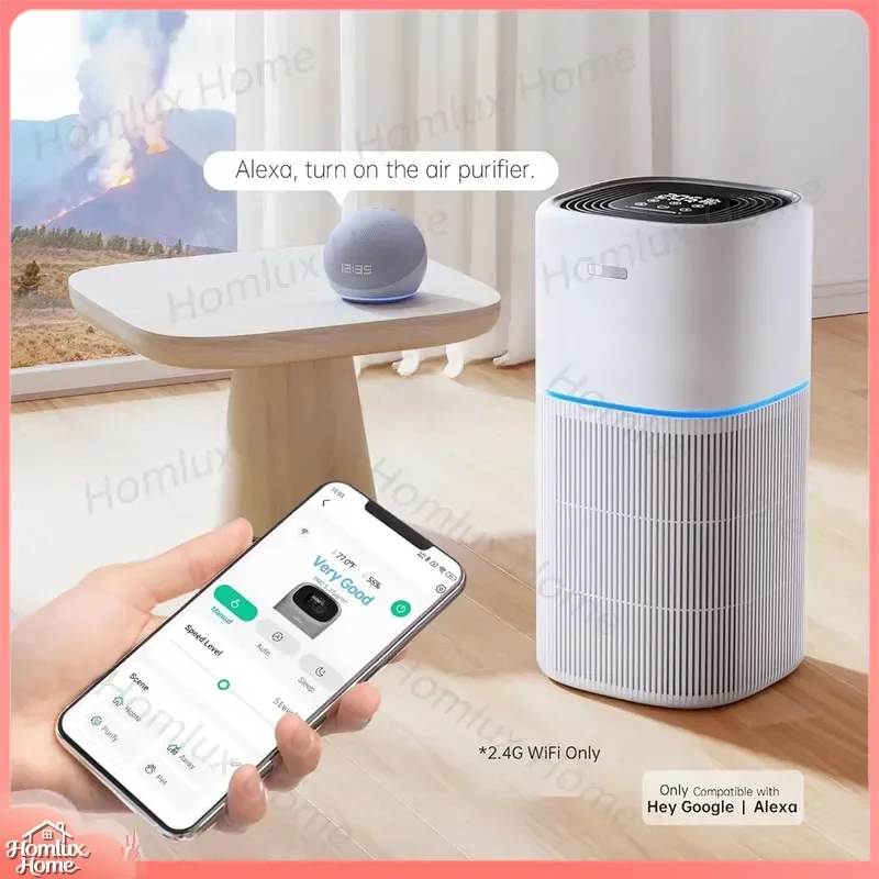 AP02 Intelligent Negative Ion Air Purifier for Pets WIFI Enabled Formaldehyde PM2.5 Removal with HEPA Filter