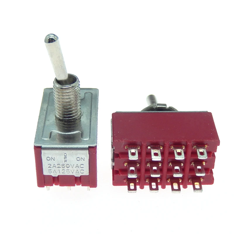 1 PC NEW Red 12 Pins ON-OFF-ON/ON ON 3/2 Position Mini Toggle Switch AC 6A/125V 2A/250V With Solder Terminal waterproof