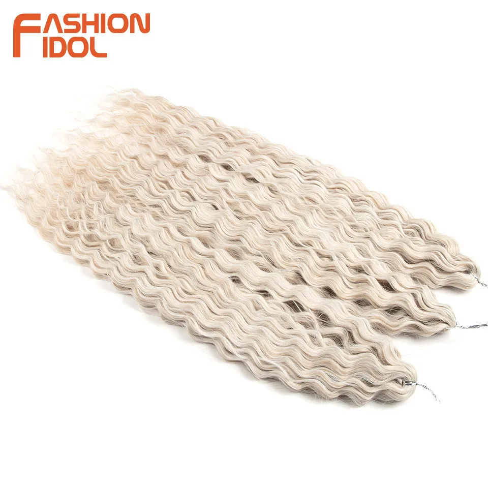 FASHION IDOL Ariel Twist Вязание крючком Синтетические волосы 22 дюйма 300 г 3 пучка Волна воды Наращивание волос Ombre Светлая коса Вьющиеся волосы