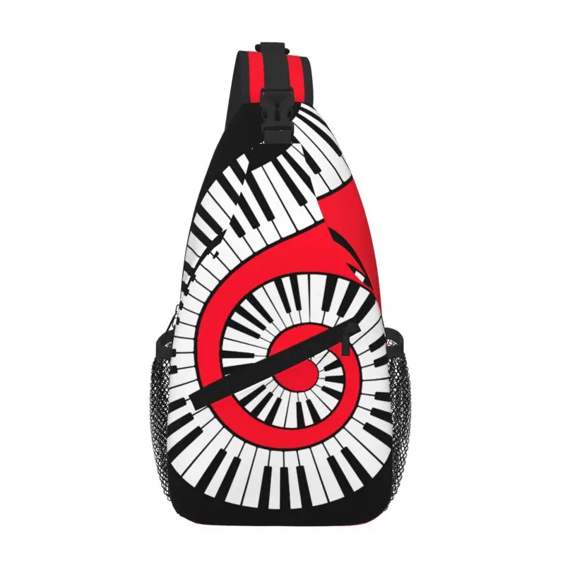 

Casual Piano Keys Music Notes Sling Crossbody Backpack Men Shoulder Chest Bag for Traveling