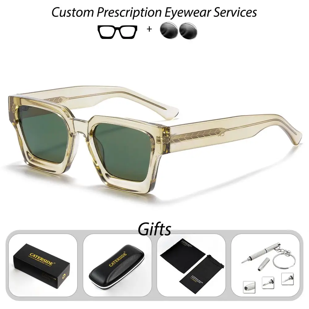 CATERSIDE Vintage Herren-Korrektionsbrille, verdickte quadratische optische Sonnenbrille für Damen, modische Brille für Outdoor-Fahrten – Detail 20