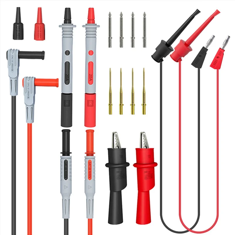 BHBD-P1308B 18PCS Test Lead Kit 4MM Banana Plug Replaceable Multimeter Probe Alligator Clip