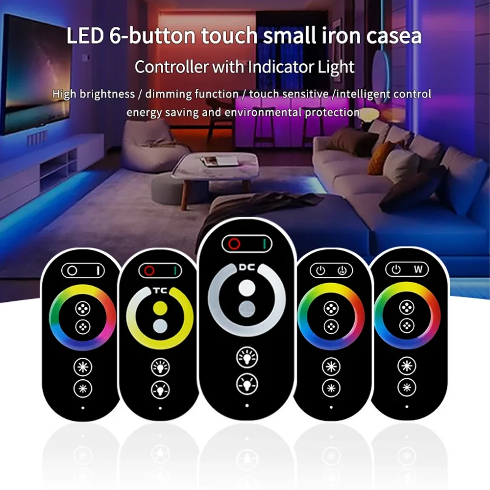 DC5-24V Iron Shell 30A High-Power Controller RF Touch Remote Control 6Key RF Single Light Cct Rgb Smd Cob StripDimmer Controller