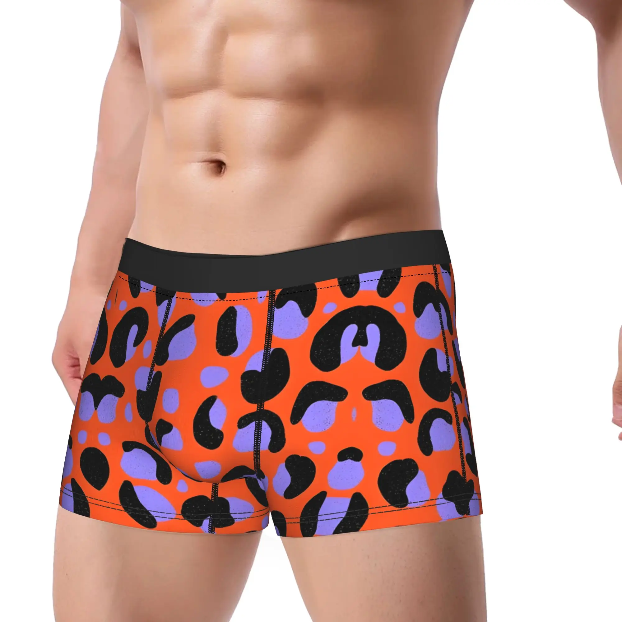 Red Leopard Leopard Print Underpants Breathbale Panties Men's Underwear Print Shorts Boxer Briefs