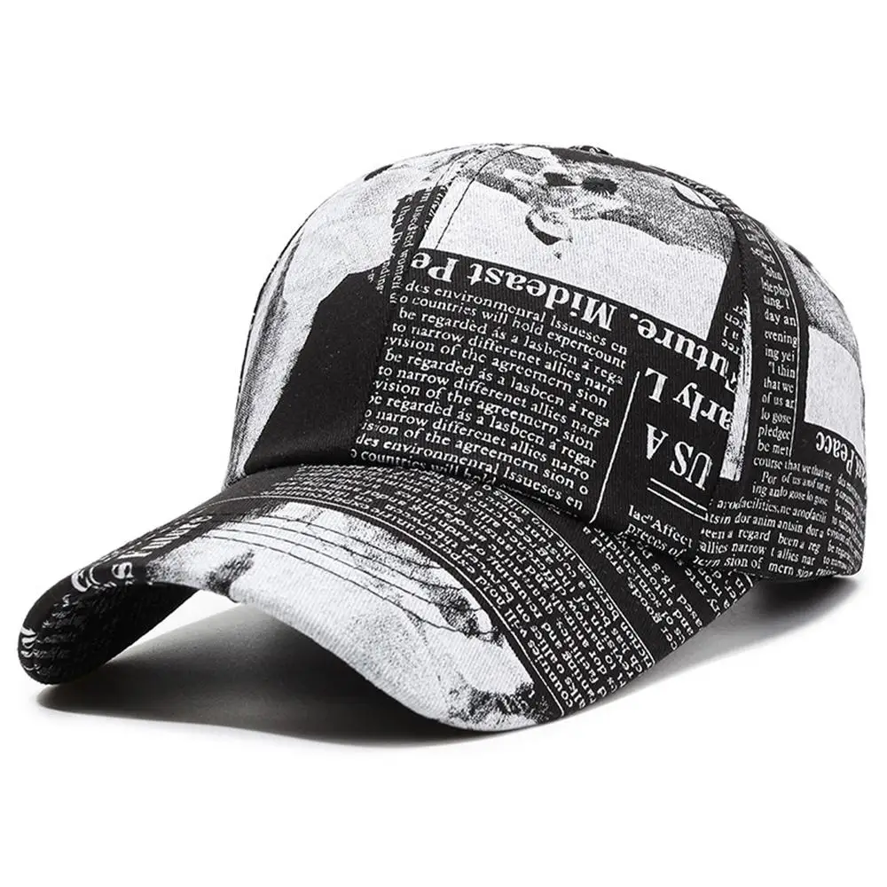 Korean Style Summer Fashion Newspaper Baseball Cap Cotton Sun Hat Men and Women Peaked Caps