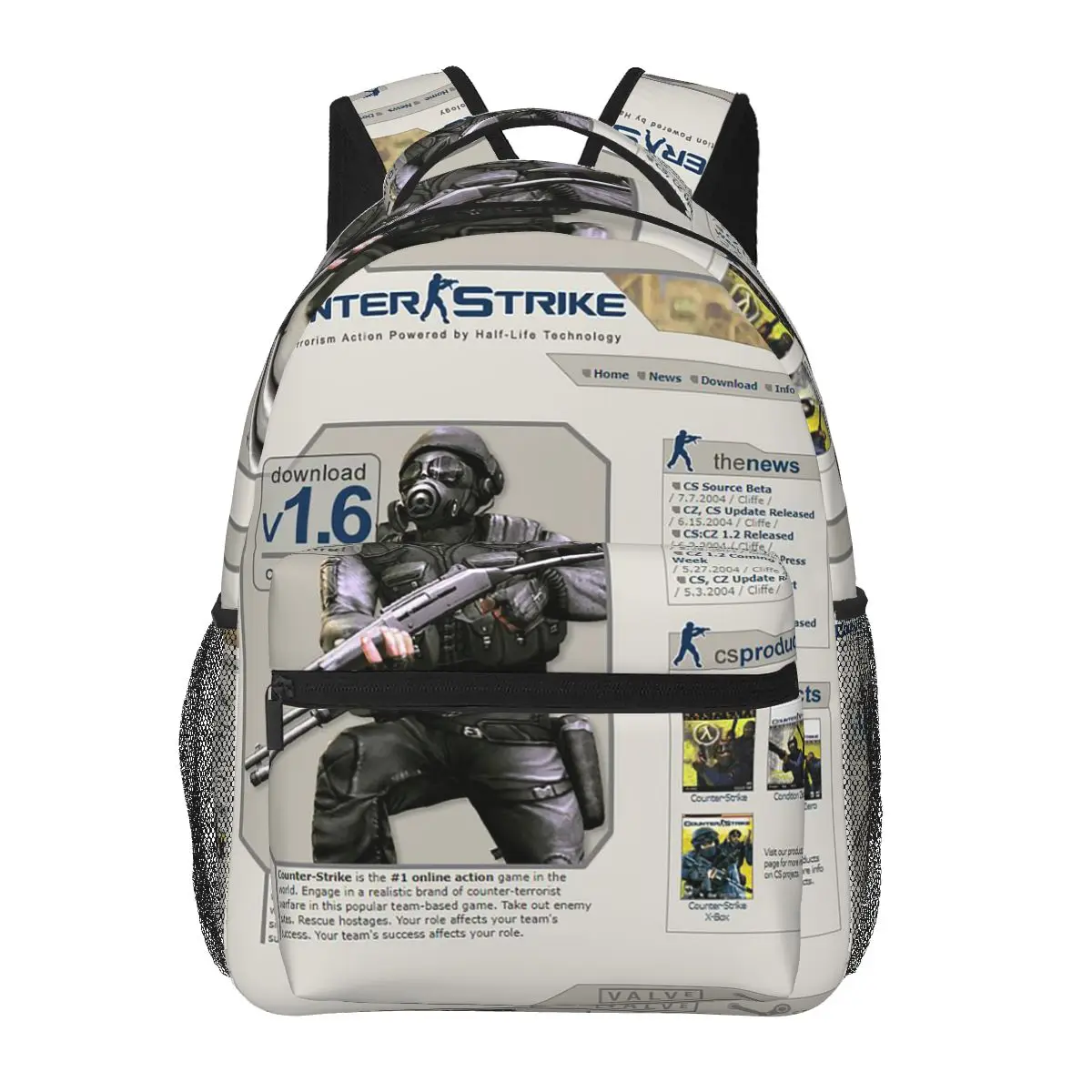 Counter Strike Source Game Backpacks Boys Girls Bookbag Students School Bags Cartoon Travel Rucksack Shoulder Bag Large Capacity