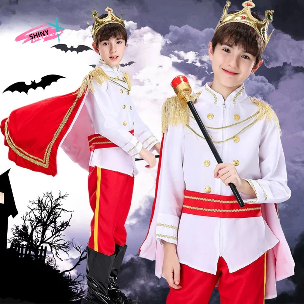

Role Playing King Cosplay Costume Fluffy King Prince Prince Cosplay Dress Suit Clothing Halloween Kid Crown Cane Party Costume