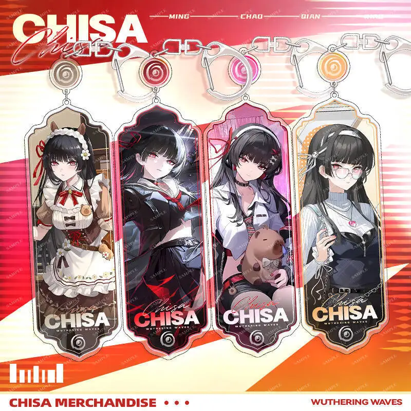 Wuthering Waves Chisa Acrylic Keychain Vertical Long Strip Anime Key Ring Game Character Bag Charm Pendant Fans Collectible Gift