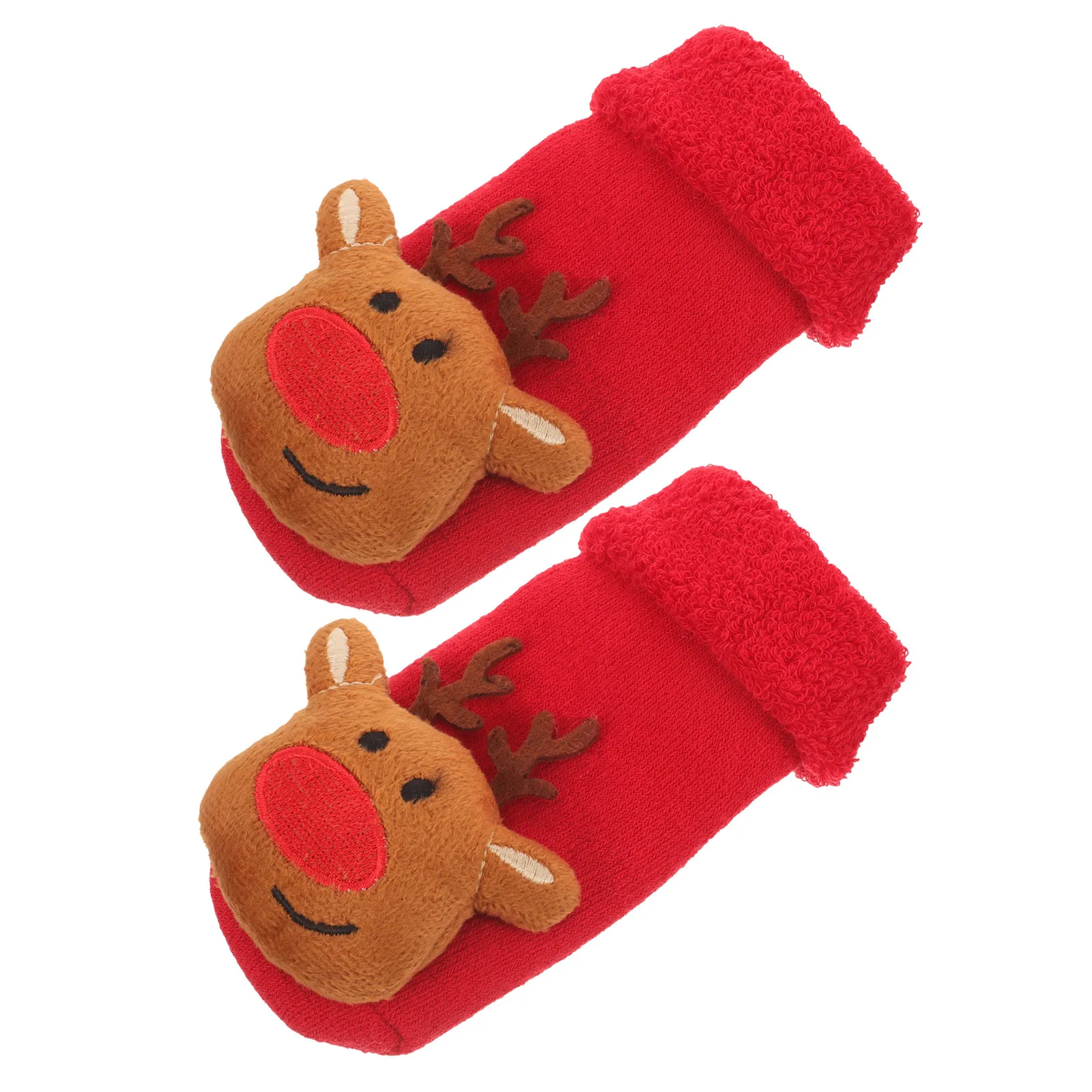 1Pair Fleece Lined Christmas Baby Socks Non Skid Bottom Design Indoor Floor Socks for Newborns Toddlers Crawling Walking Comfort