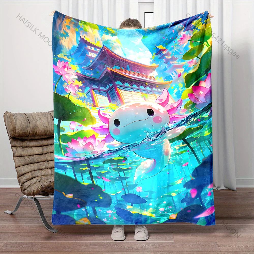 

Плед с мультяшными персонажами, изображающими воду и храмы, подходит для дома, спальни, дивана, путешествий, кемпинга, различных размеров, для подарков.