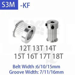 1pcs S3M KF 타이밍 풀리 알루미늄 합금 12T 13T 14T 15T 16T 17T 18T 동기 휠 벨트 폭 6/10/15mm 보어 3mm-12mm