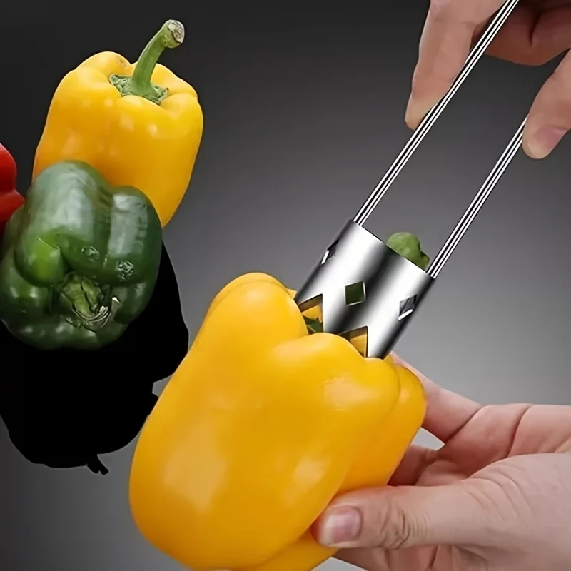 Stainless Steel Fruit Corer & Vegetable Pitter - Portable Core Remover Tool for Apples, Melons, Peppers, Kitchen Gadgets