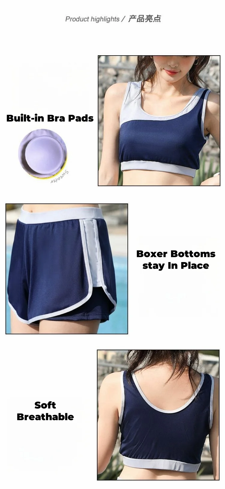 Split Hot Springs Swimsuit Female Conservative Slim Belly Flat Angle Swimming Pool Special Three Piece Swimwear