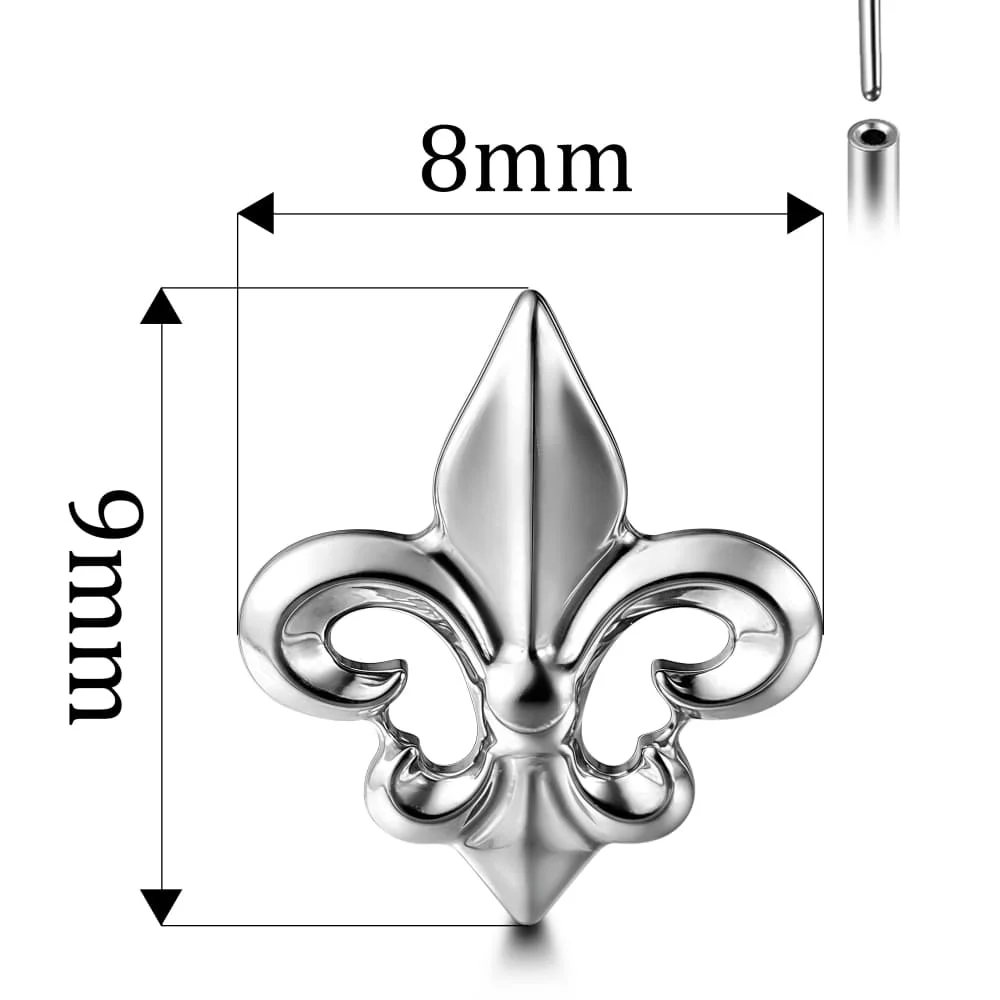 Casvort 1 Stück Vintage Barock Titan Fleur-de-lis Labret Piercing Flacher Ohrstecker Gewindelose Conch Helix Ohrringe Schmuck – Detail 9