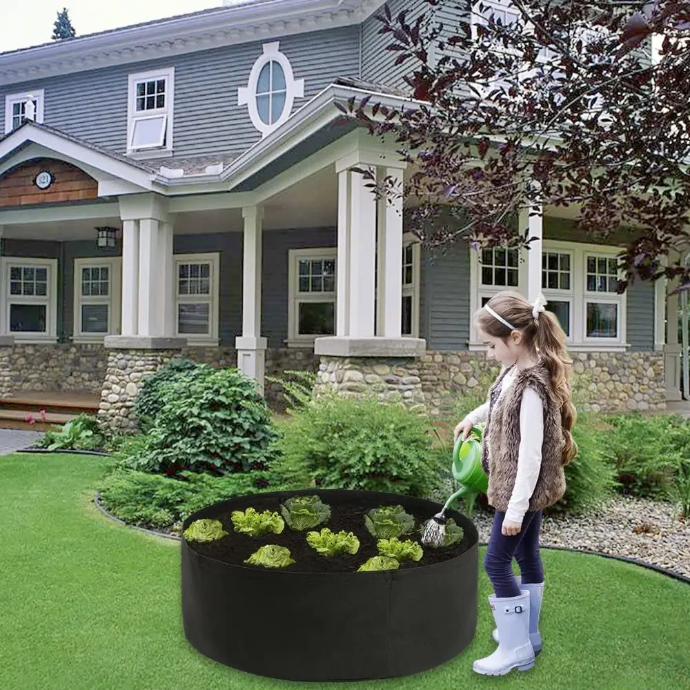 [HOT!A34R】 Raised Garden Bed Fabric Raised Planting Bed Garden Grow Bag For Herb Flower Vegetable Plants Dia 24 Inch X 8 Inch