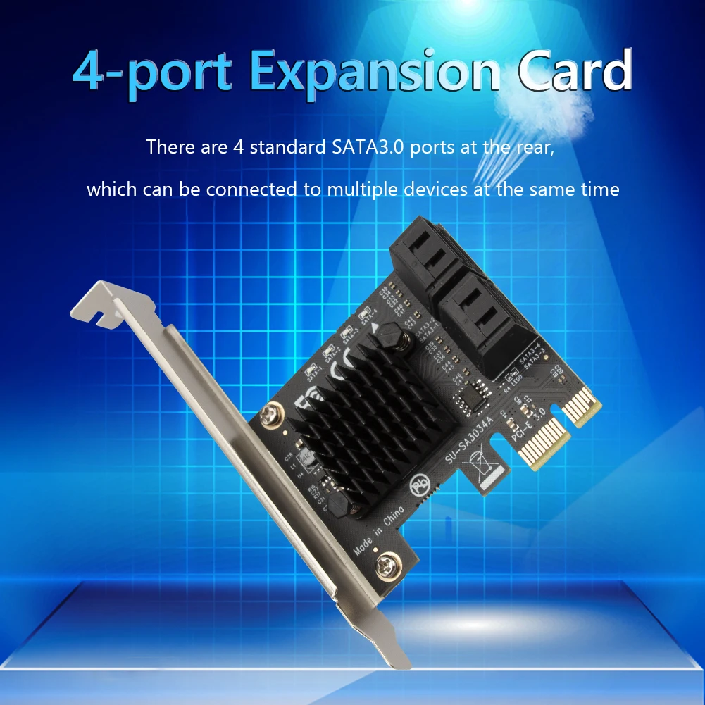 4 포트 SATA III-PCIe PCI Express 3.0 X1 6Gbps 확장 카드 어댑터 HDD 이미지 카드용 확장 케이블 어댑터 카드