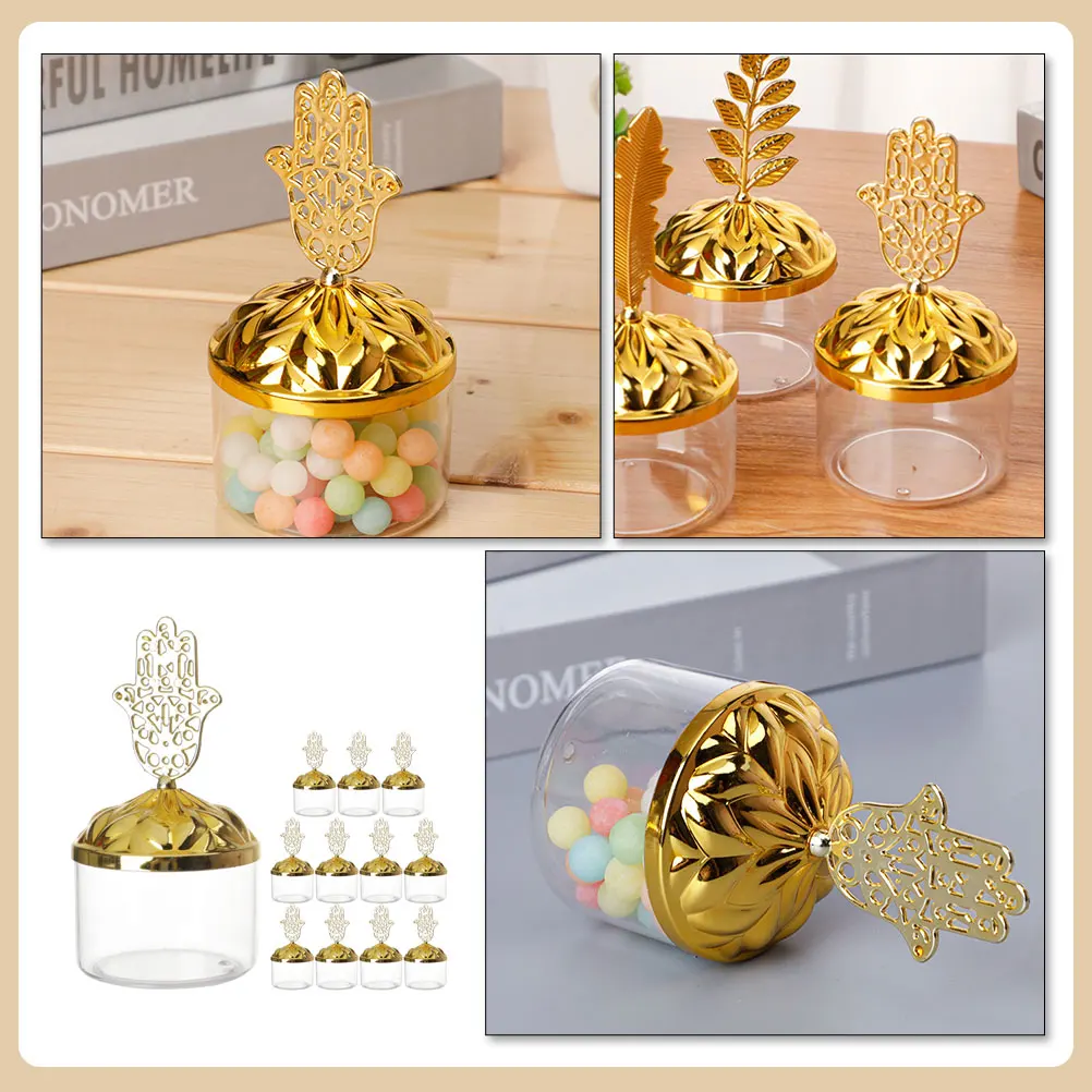 12pcs Christmas candy box gold transparent dessert box with lid baby Shower wedding return gift storage Boxes XMAS Favor Box