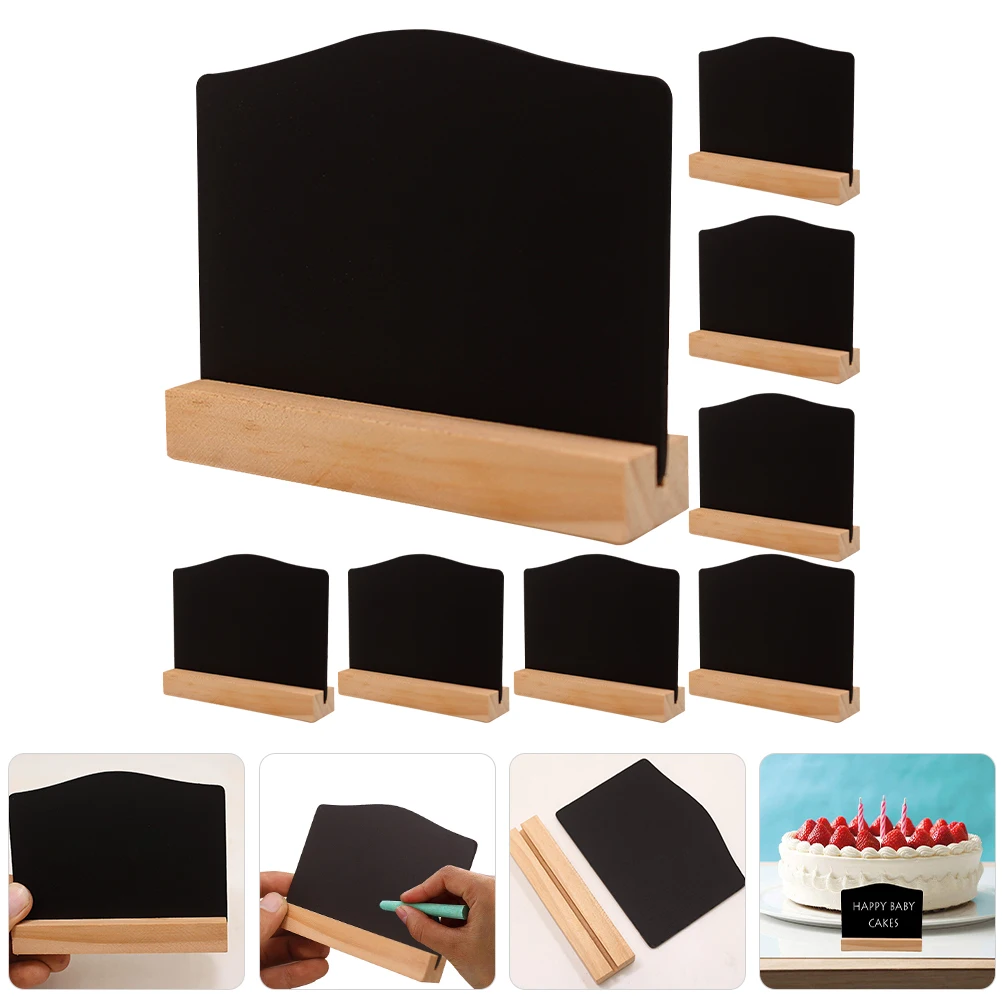 

8pcs Wooden Chalkboard Sign Mini Blackboard Desk Decor Table Number Display Board Wedding Plant Marker Reusable Message Board