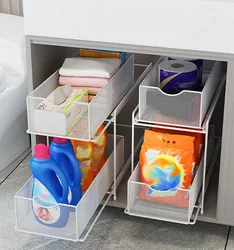 Badkamer 2-laags metalen opbergrek Aanrecht Kruidenfles Bestek Afvoerplank Badkamer Huidverzorging Vuile kleren Organizer