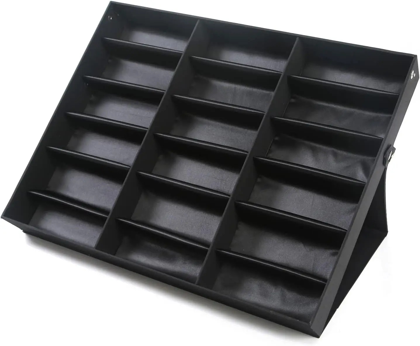 18スロット-サングラスディスプレイケース-サングラスオーガナイザー-アイウェアディスプレイ収納ケース-トレイ-ジュエリー時計オーガナイザーボックス(ブラック)