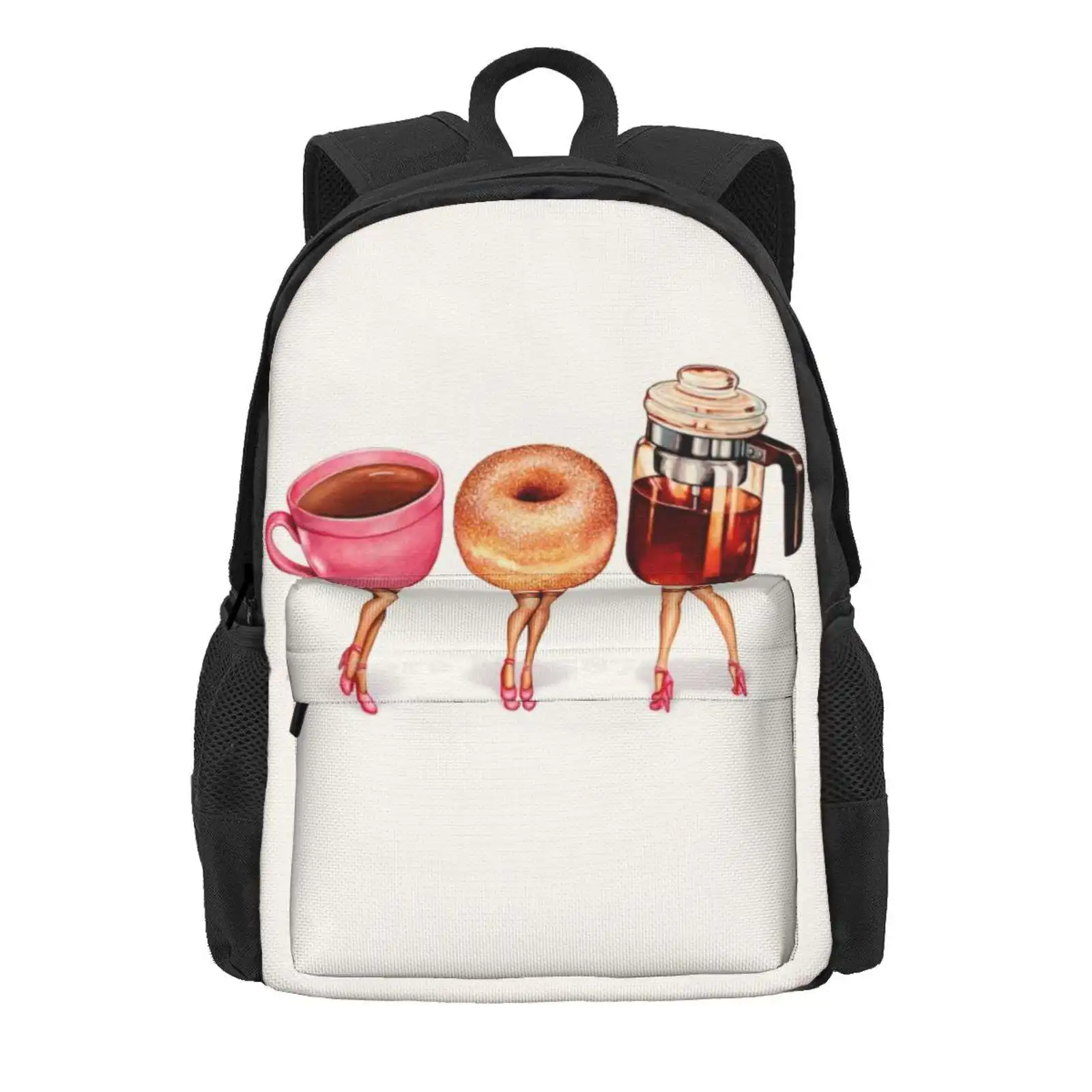 Coffee Pin-Ups Hot Sale Schoolbag Backpack Fashion Bags Coffee Food Donut Breakfast Vintage Retro Up