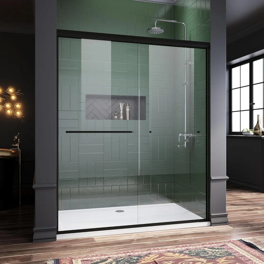 

Shower Door, 60 in. W X 72 in. H, Semi-Frameless Sliding Showers Doors Bathroom Sliding Doors, Clear Glass, Bathroom Shower Door