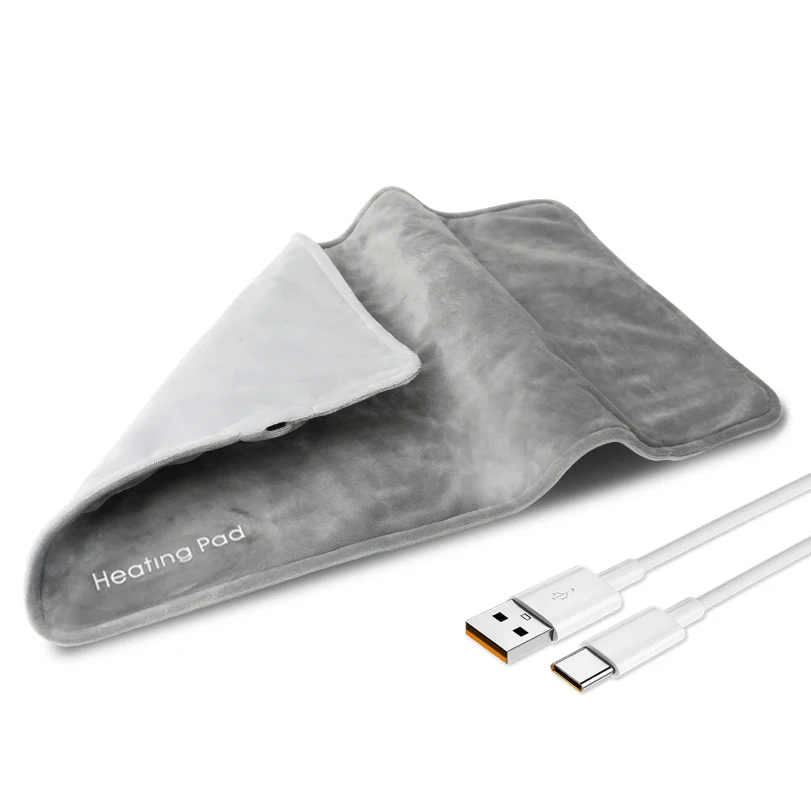 USB 5V Electric Heating Pad for Cramps & Back Pain Relief,Heat Pad with 59 INCH Cable,Mini Heated Blanket,19.6*11.8 INCH,Grey