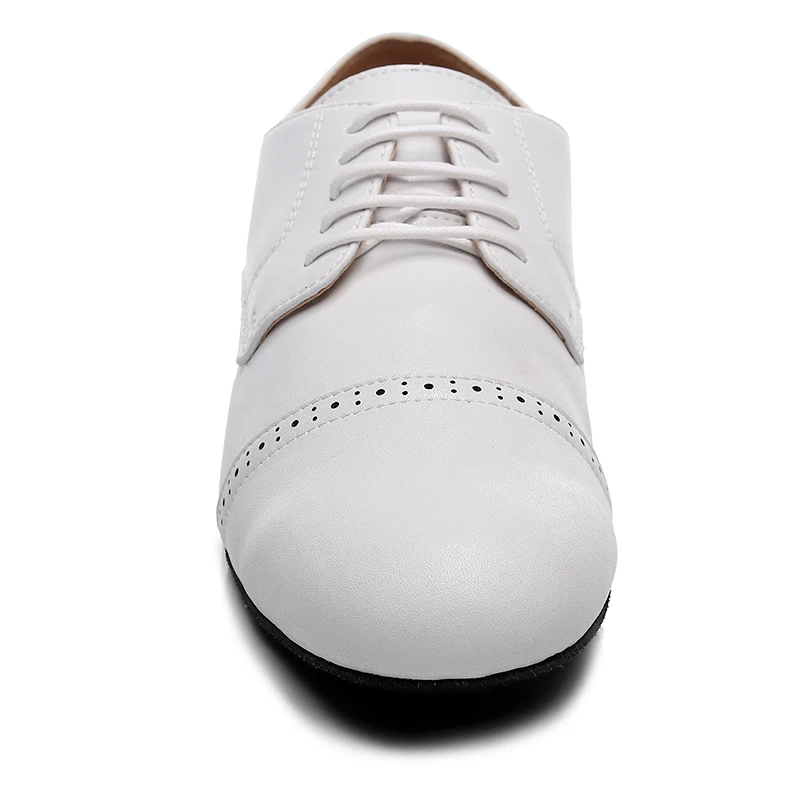 Zapatos blancos con cordones para hombre, calzado de baile latino de salón, piel de ante, Samba, Salsa, Bachata, tacón cuadrado de 2,5 cm